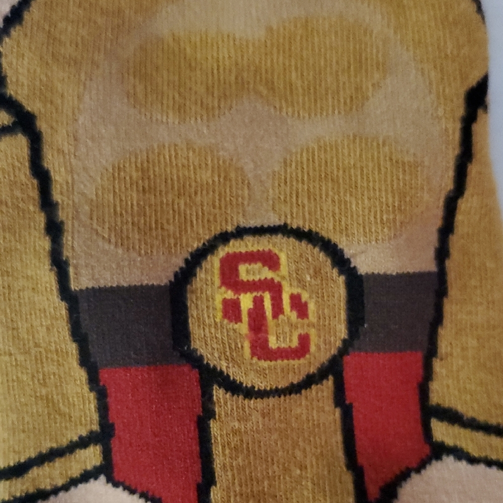 USC TROJAN Design Casual Socks in Tan and Black - Picture 2 of 5
